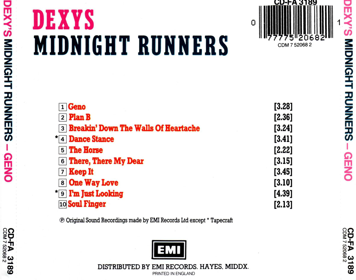 Cartula Trasera de Dexys Midnight Runners - Geno