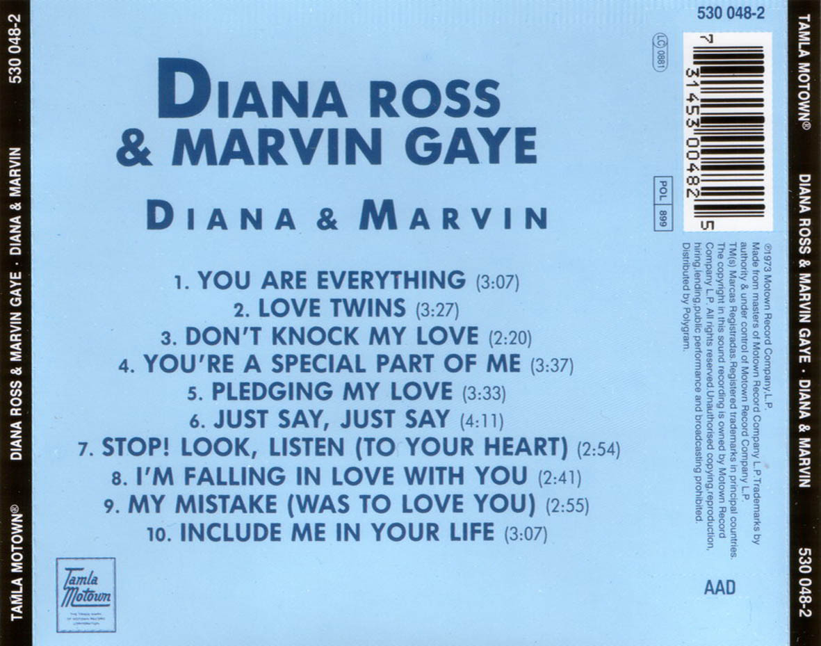 Cartula Trasera de Diana Ross & Marvin Gaye - Diana & Marvin