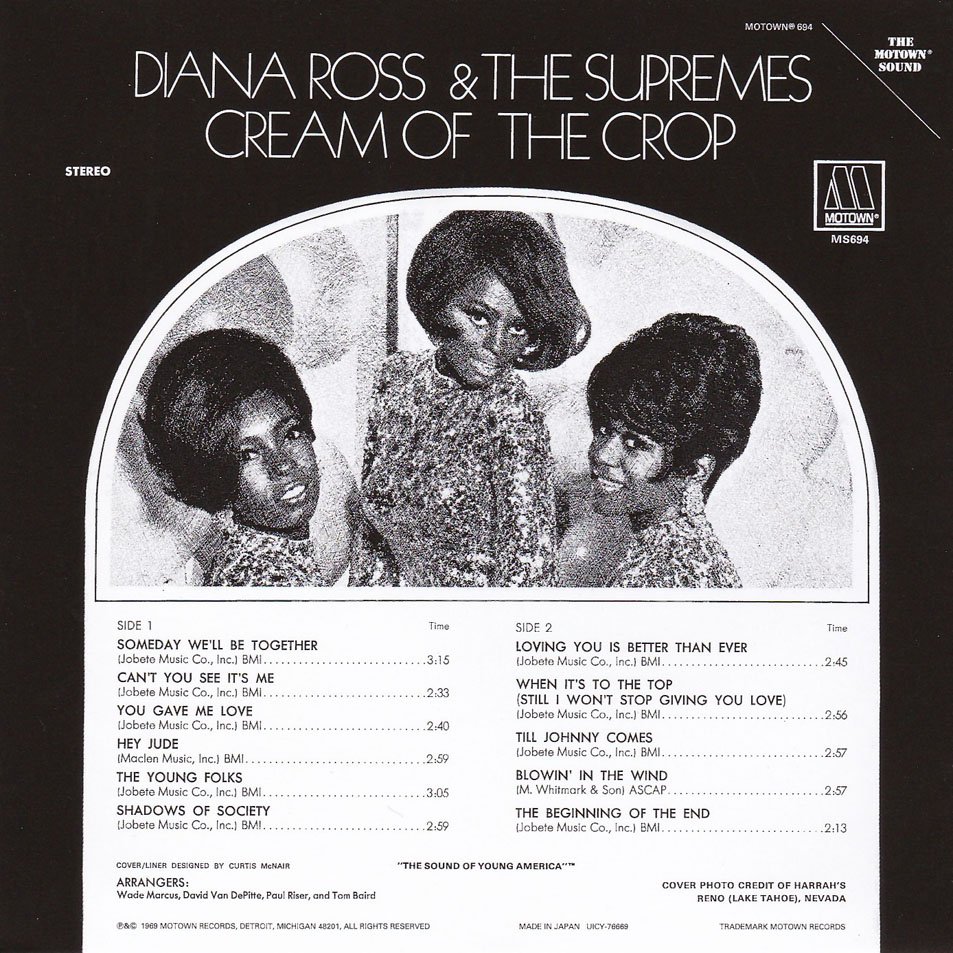 Cartula Interior Frontal de Diana Ross & The Supremes - Cream Of The Crop
