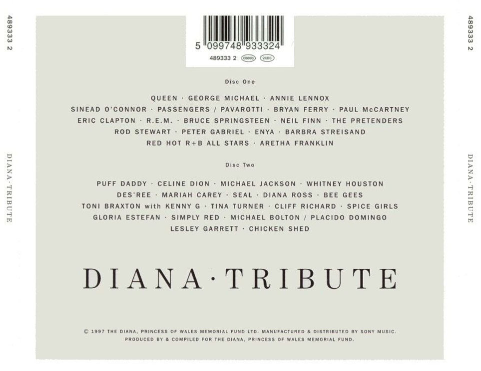 Cartula Trasera de Diana Tribute