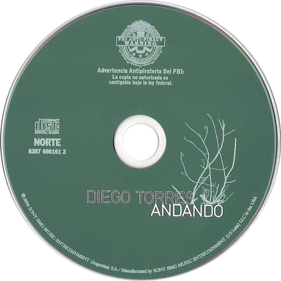 Cartula Cd de Diego Torres - Andando