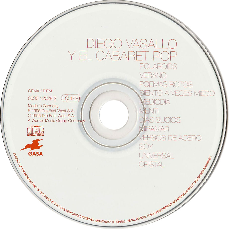 Cartula Cd de Diego Vasallo - Diego Vasallo Y El Cabaret Pop