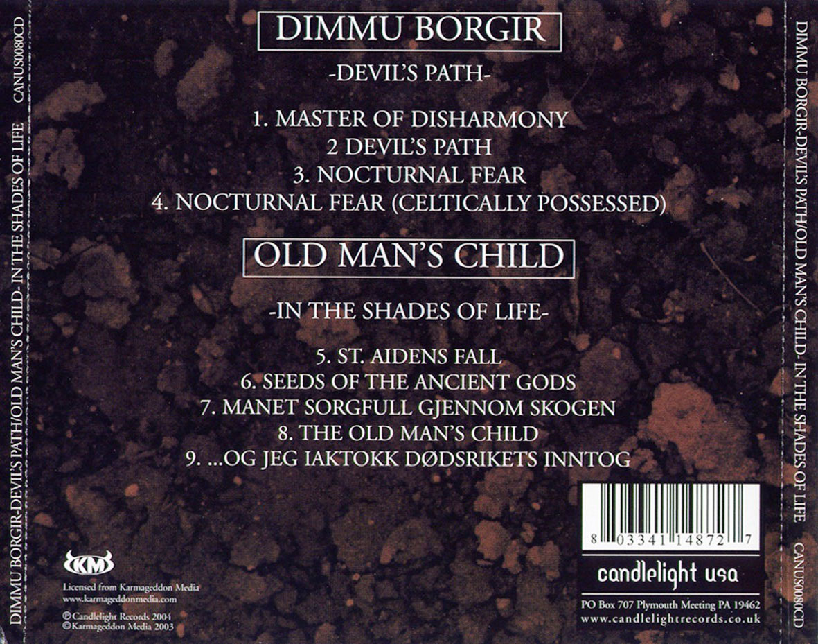Cartula Trasera de Dimmu Borgir & Old Man's Child - Devil's Path / In The Shades Of Life