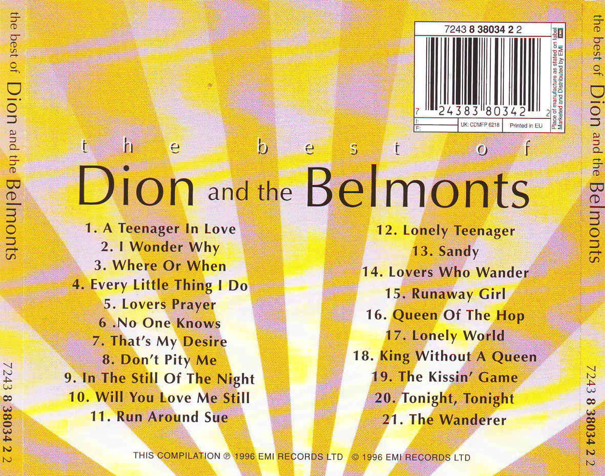 Cartula Trasera de Dion & The Belmonts - The Best Of Dion & The Belmonts