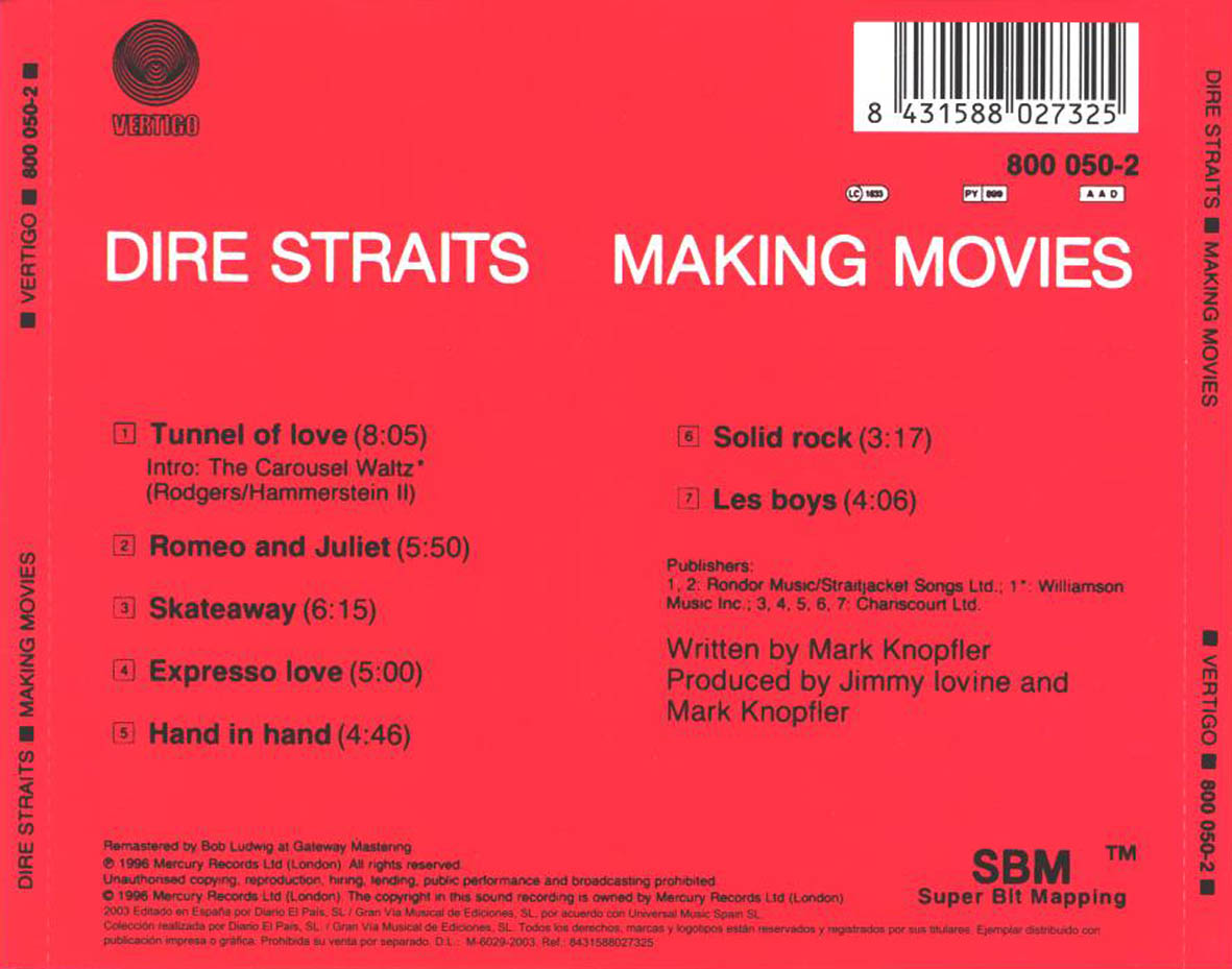 Cartula Trasera de Dire Straits - Making Movies