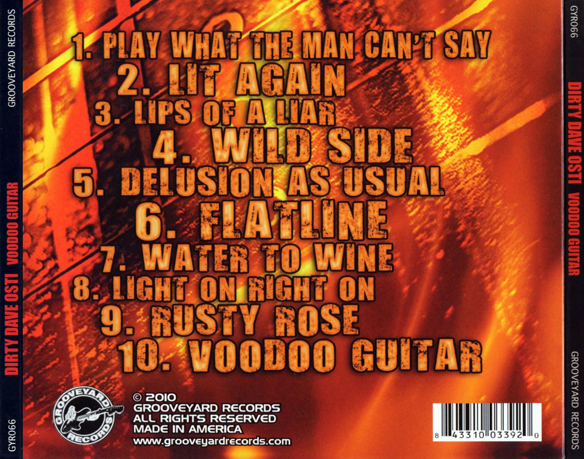 Cartula Trasera de Dirty Dave Osti - Voodoo Guitar