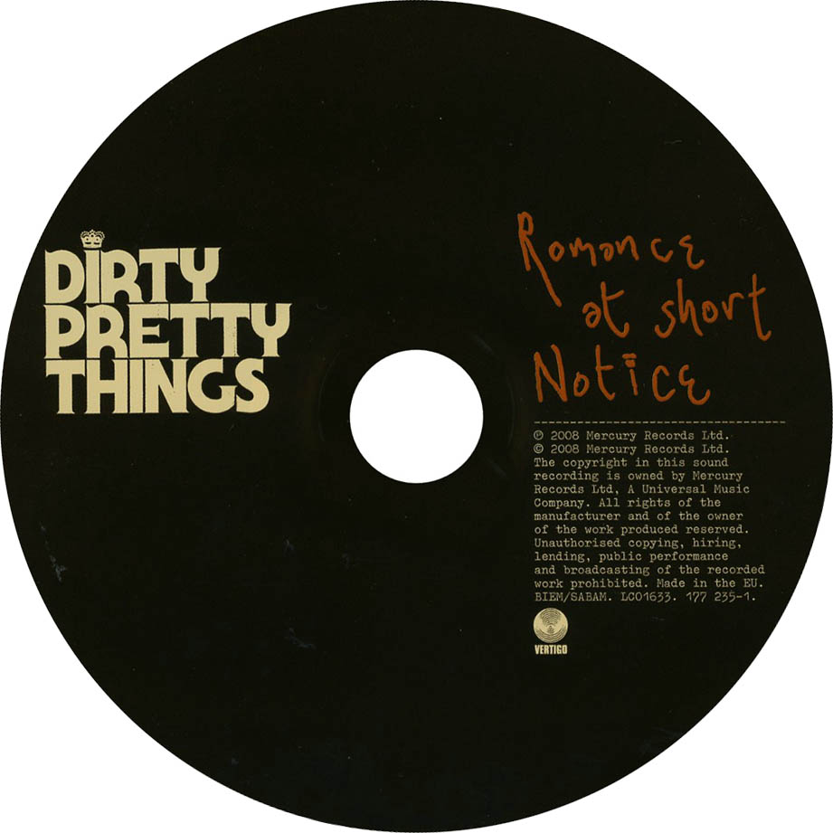Cartula Cd de Dirty Pretty Things - Romance At Short Notice