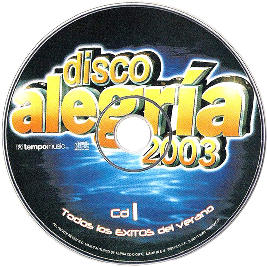 Cartula Cd1 de Disco Alegria 2003