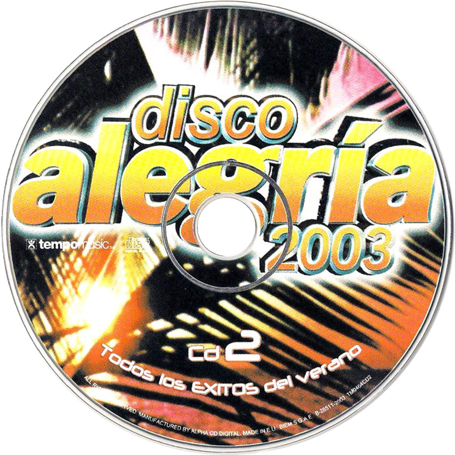 Cartula Cd2 de Disco Alegria 2003