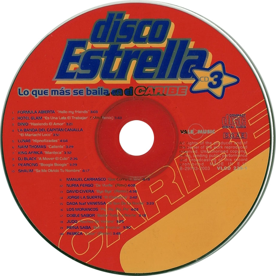 Cartula Cd de Disco Estrella Volumen 6 Cd 3 Y Dvd