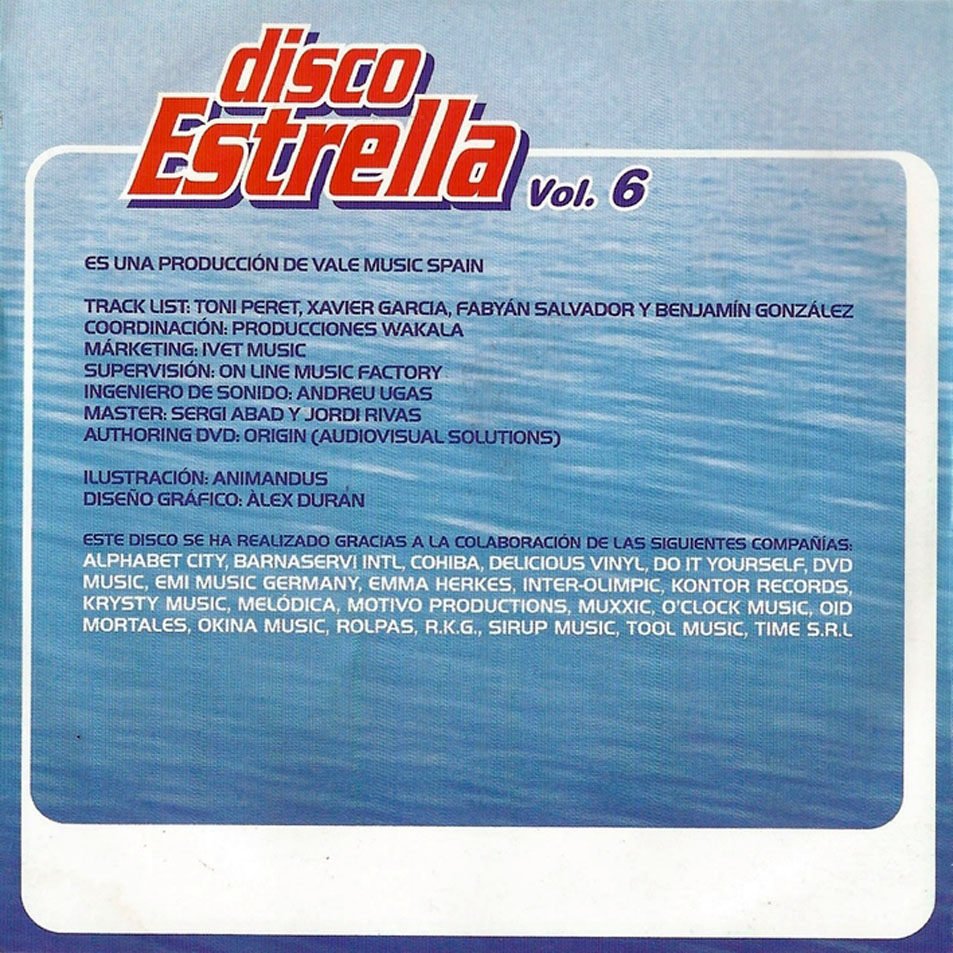 Cartula Interior Frontal de Disco Estrella Volumen 6 Cd 3 Y Dvd