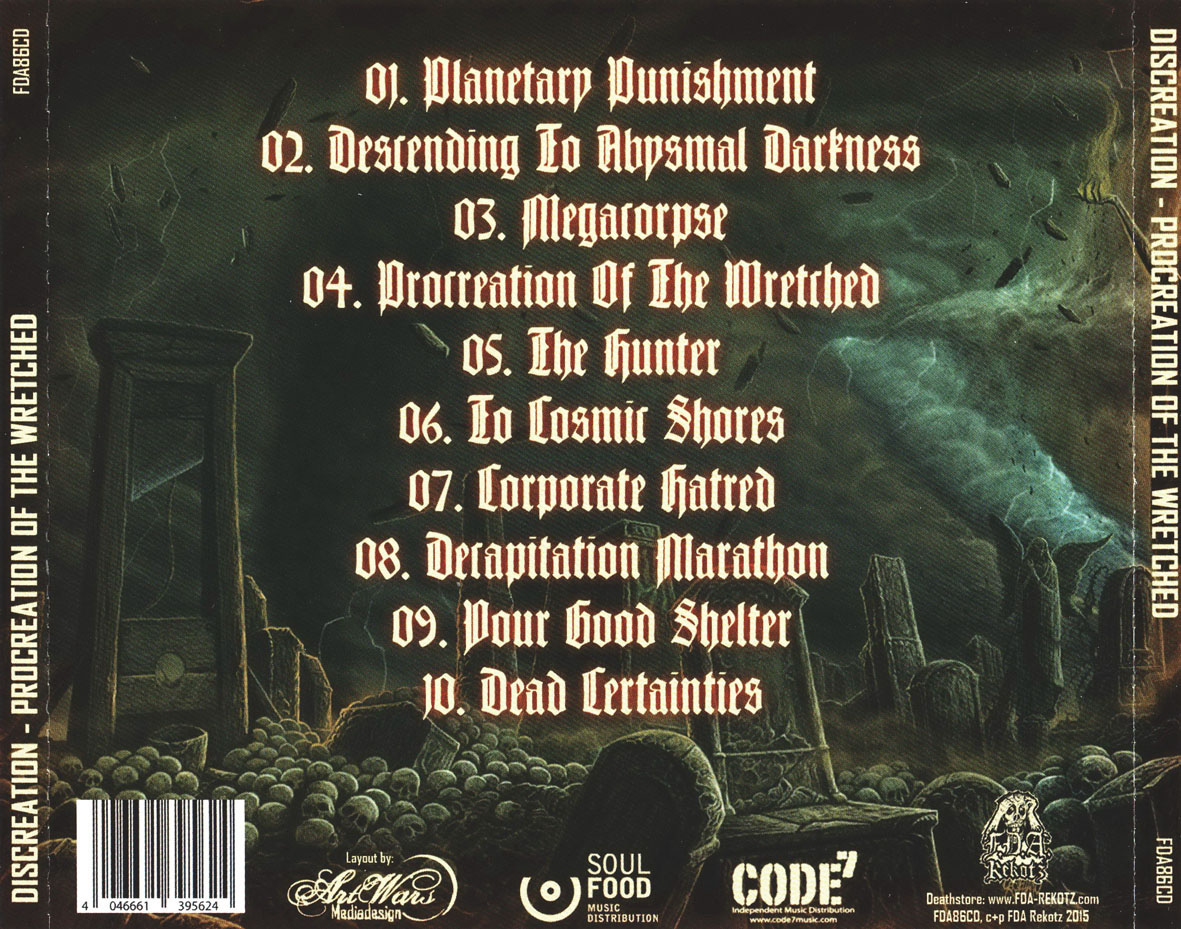 Cartula Trasera de Discreation - Procreation Of The Wretched