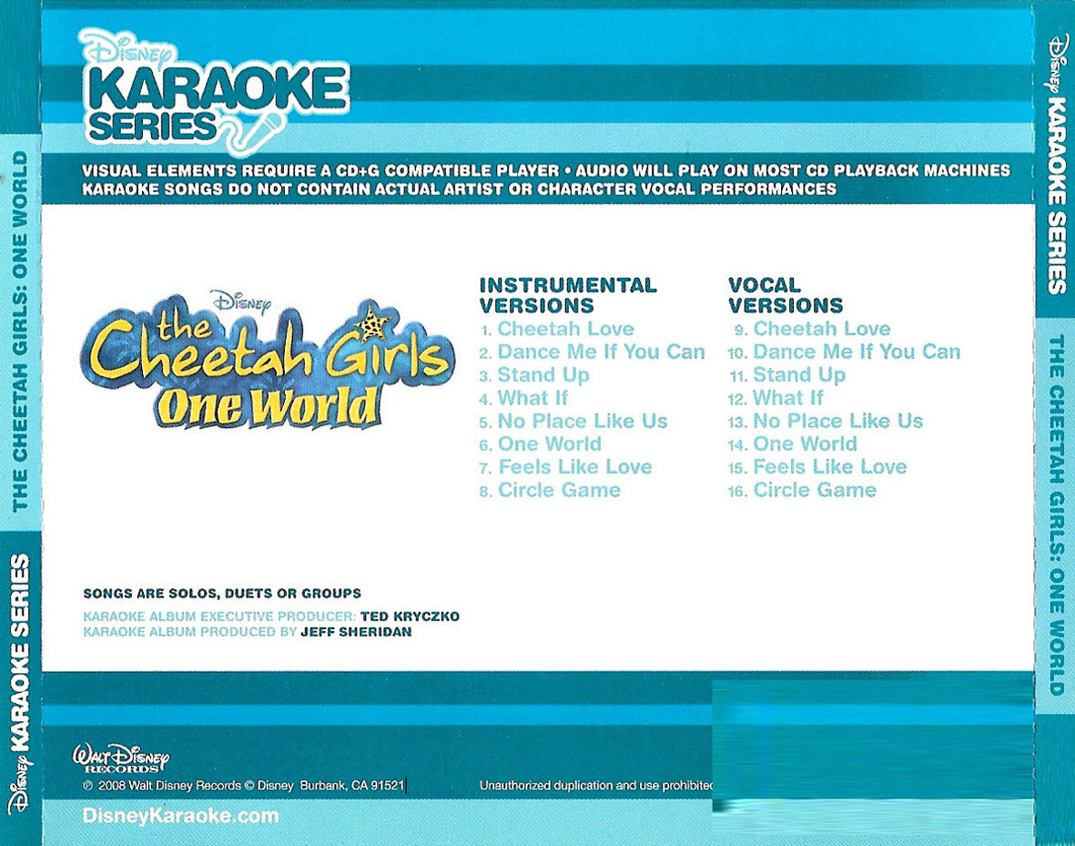 Cartula Trasera de Disney Karaoke Series: The Cheetah Girls One World