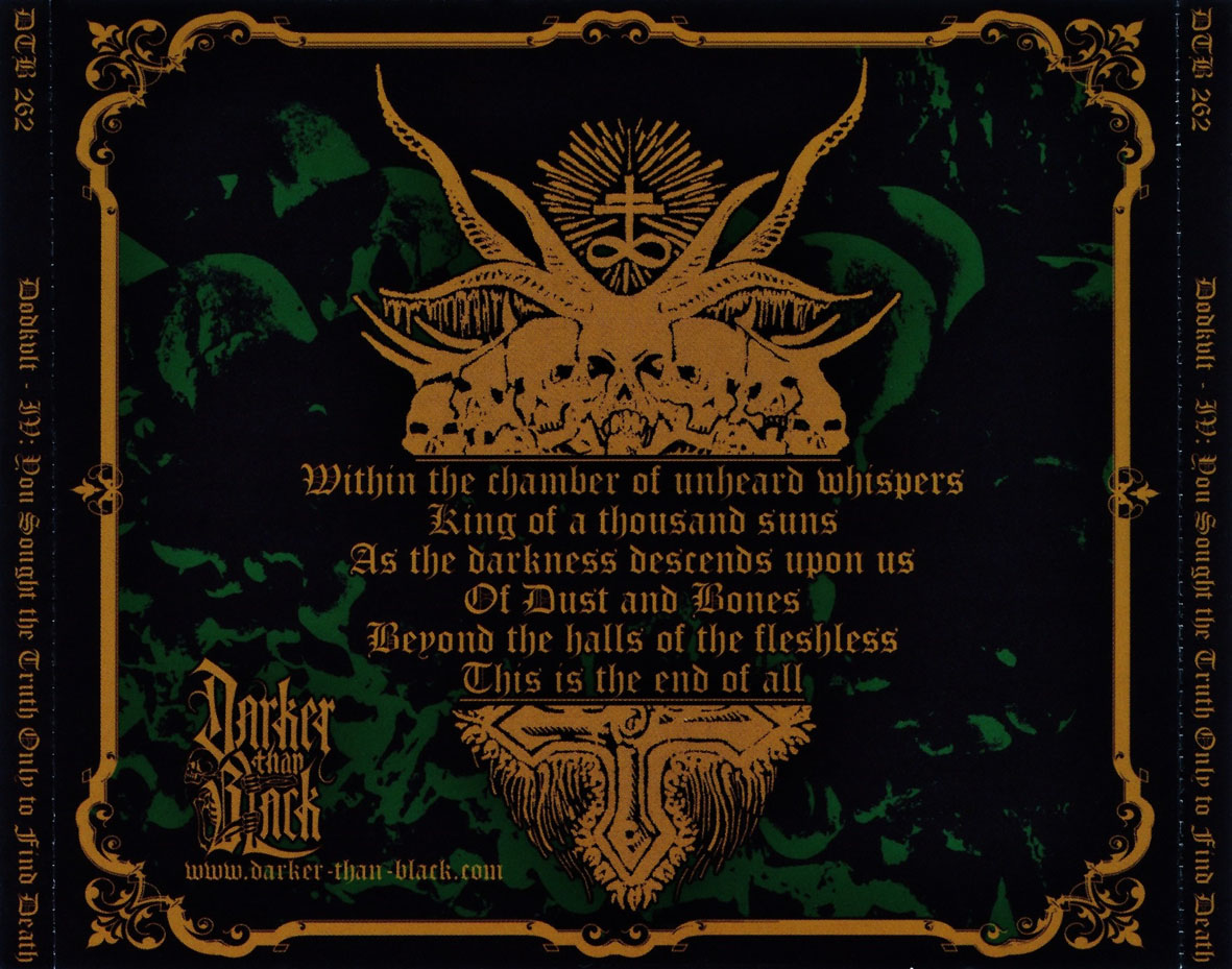 Cartula Trasera de Dodkvlt - Iv: You Sought The Truth Only To Find Death