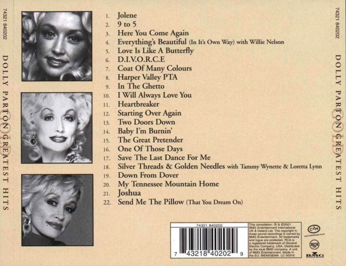 Car Tula Trasera De Dolly Parton Gold Greatest Hits Portada