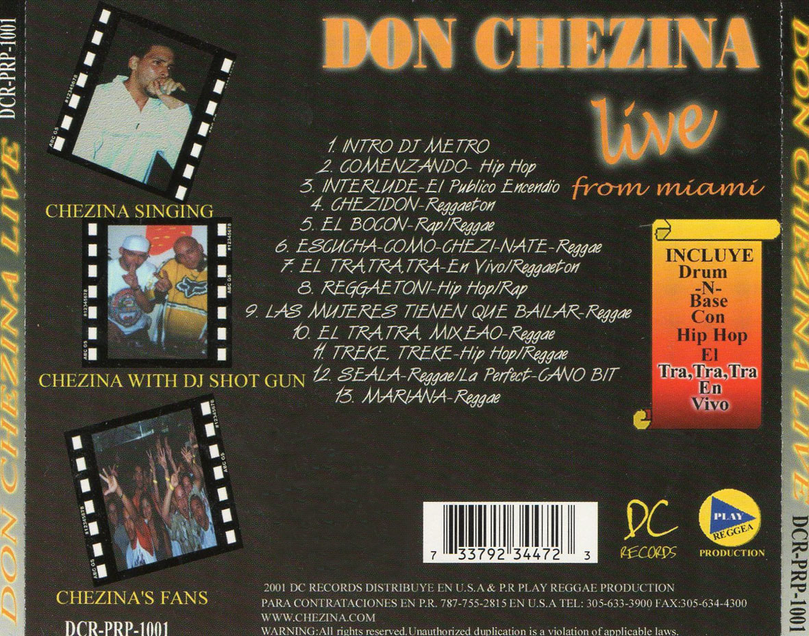 Cartula Trasera de Don Chezina - Live