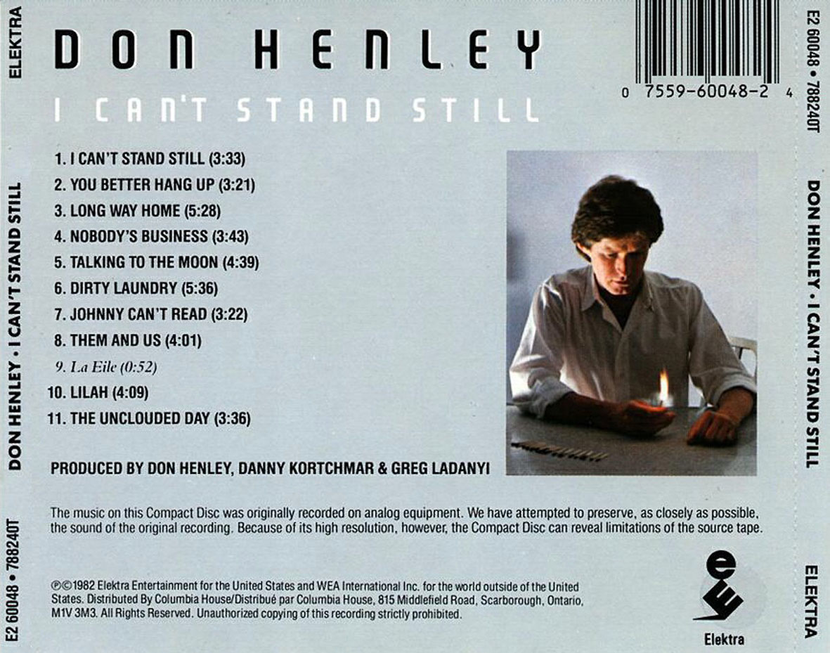 Cartula Trasera de Don Henley - I Can't Stand Still
