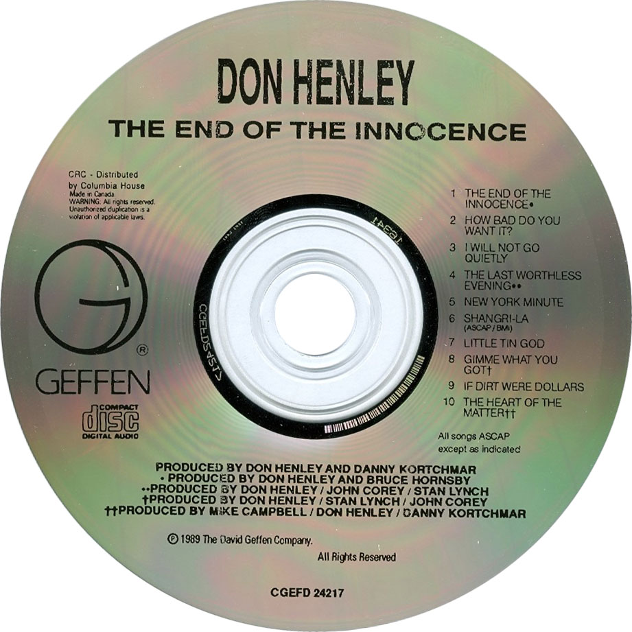 Cartula Cd de Don Henley - The End Of The Innocence
