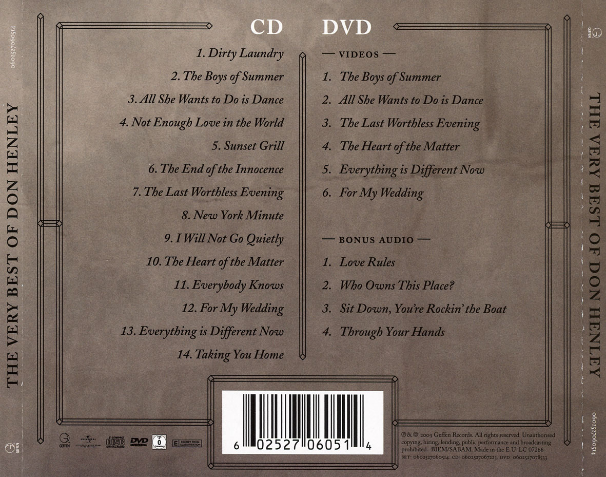 Cartula Trasera de Don Henley - The Very Best Of Don Henley (Special Edition)