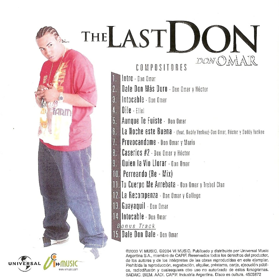 Cartula Interior Frontal de Don Omar - The Last Don