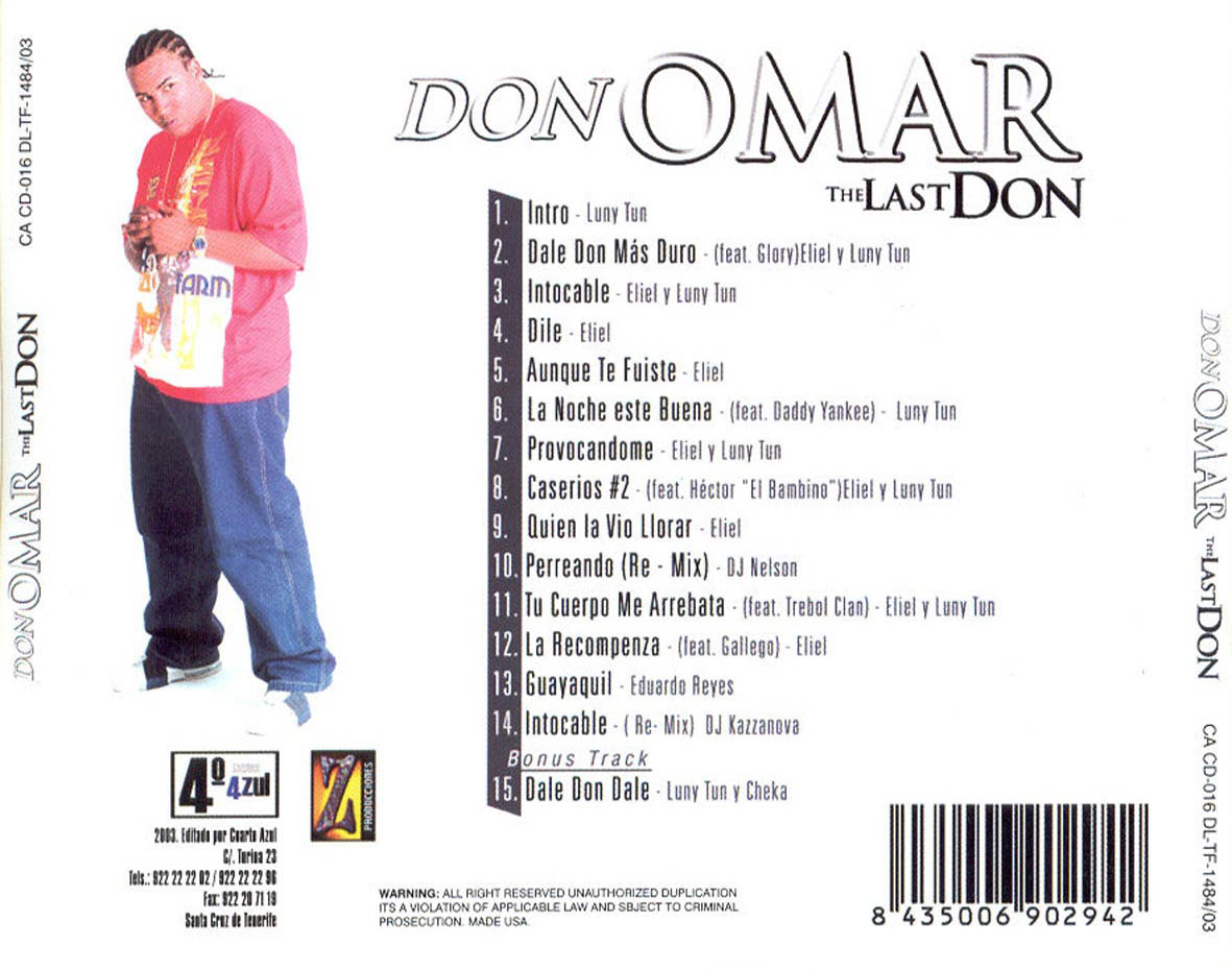 Cartula Trasera de Don Omar - The Last Don