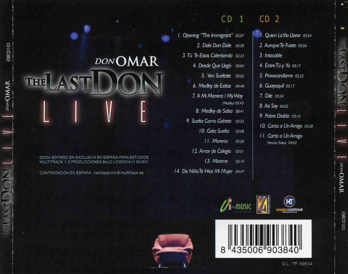 Cartula Trasera de Don Omar - The Last Don Live