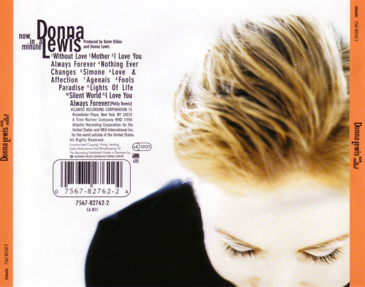 Cartula Trasera de Donna Lewis - Now In A Minute