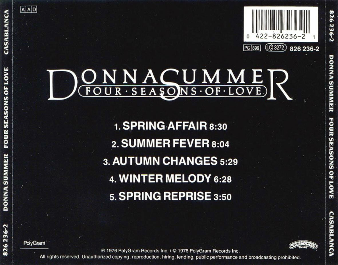 Cartula Trasera de Donna Summer - Four Seasons Of Love