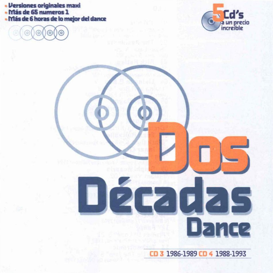 Cartula Frontal de Dos Decadas Dance Cd 3 Y Cd 4