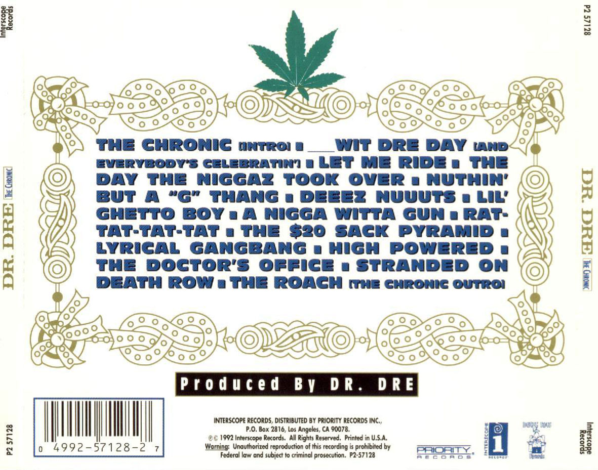 Cartula Trasera de Dr. Dre - The Chronic