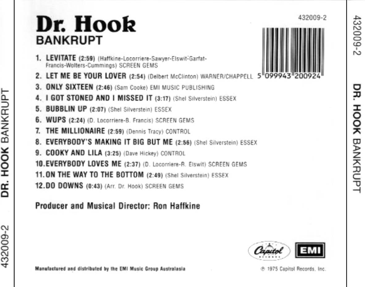 Cartula Trasera de Dr. Hook - Bankrupt