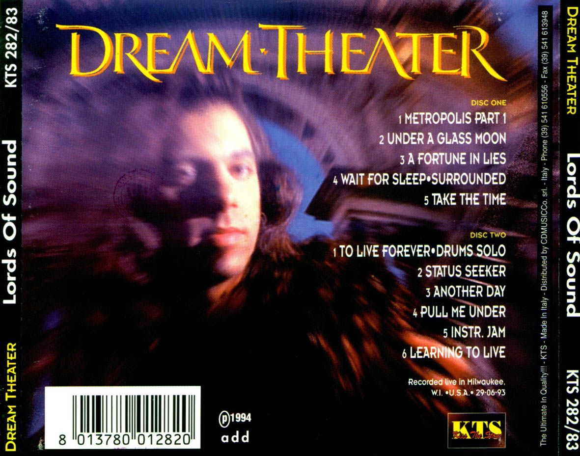 Cartula Trasera de Dream Theater - Lords Of Sound