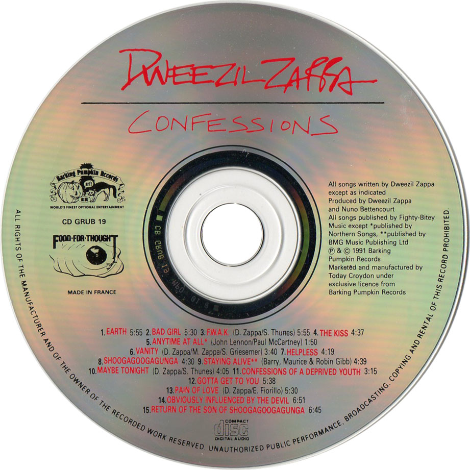 Cartula Cd de Dweezil Zappa - Confessions
