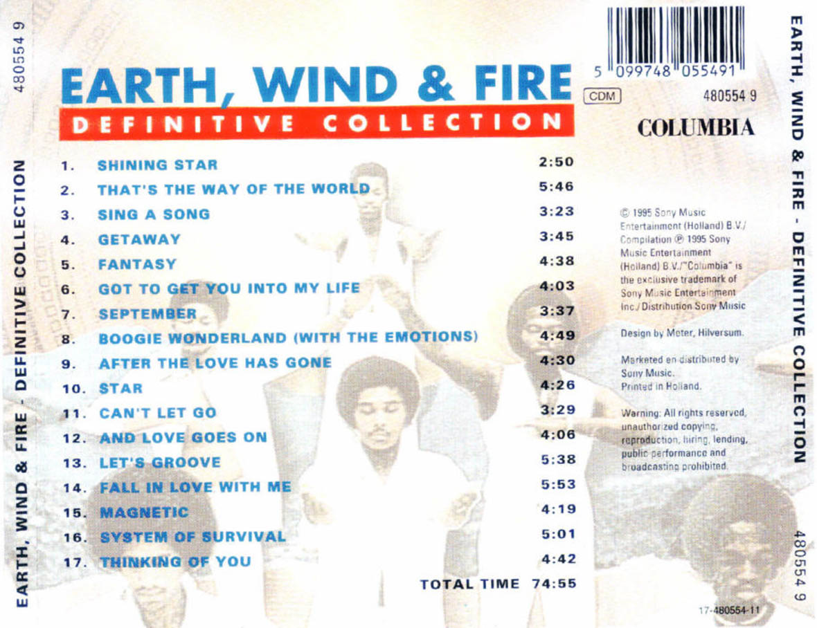 Cartula Trasera de Earth, Wind & Fire - Definitive Collection