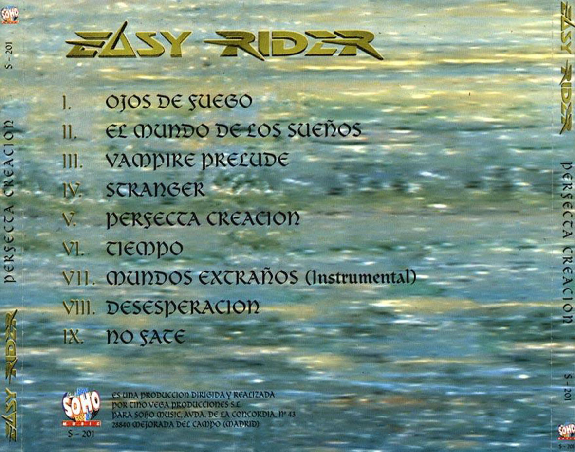 Cartula Trasera de Easy Rider - Perfecta Creacion