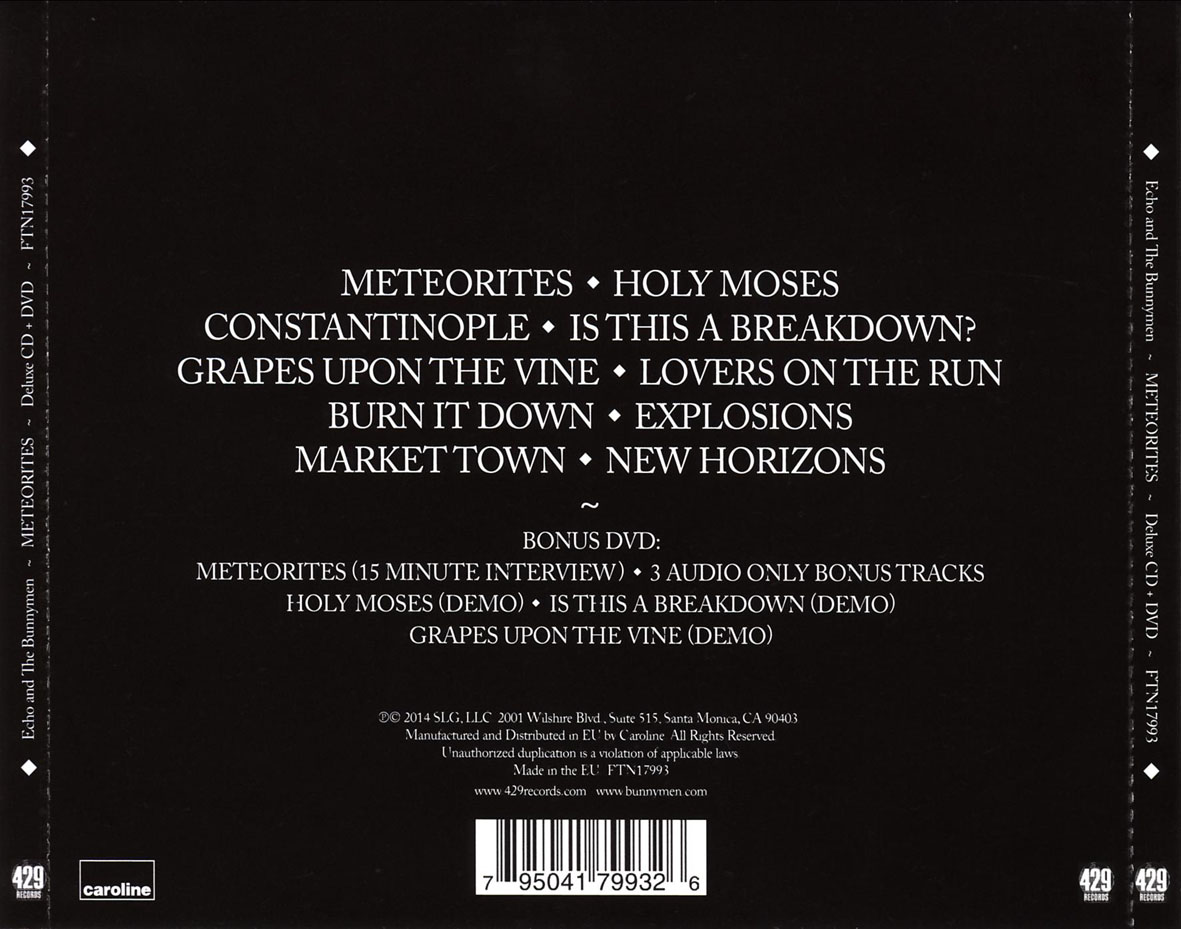 Cartula Trasera de Echo & The Bunnymen - Meteorites (Deluxe Edition)