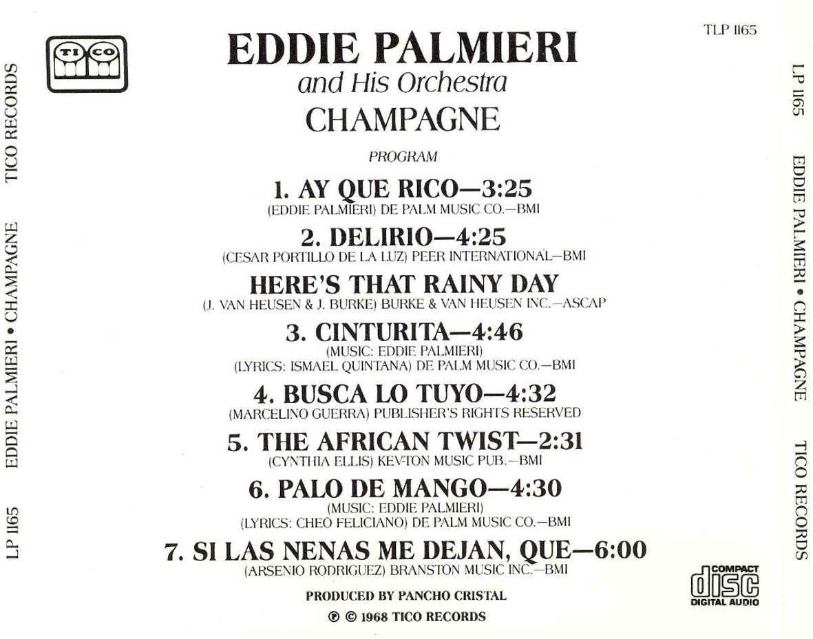 Cartula Trasera de Eddie Palmieri - Champagne