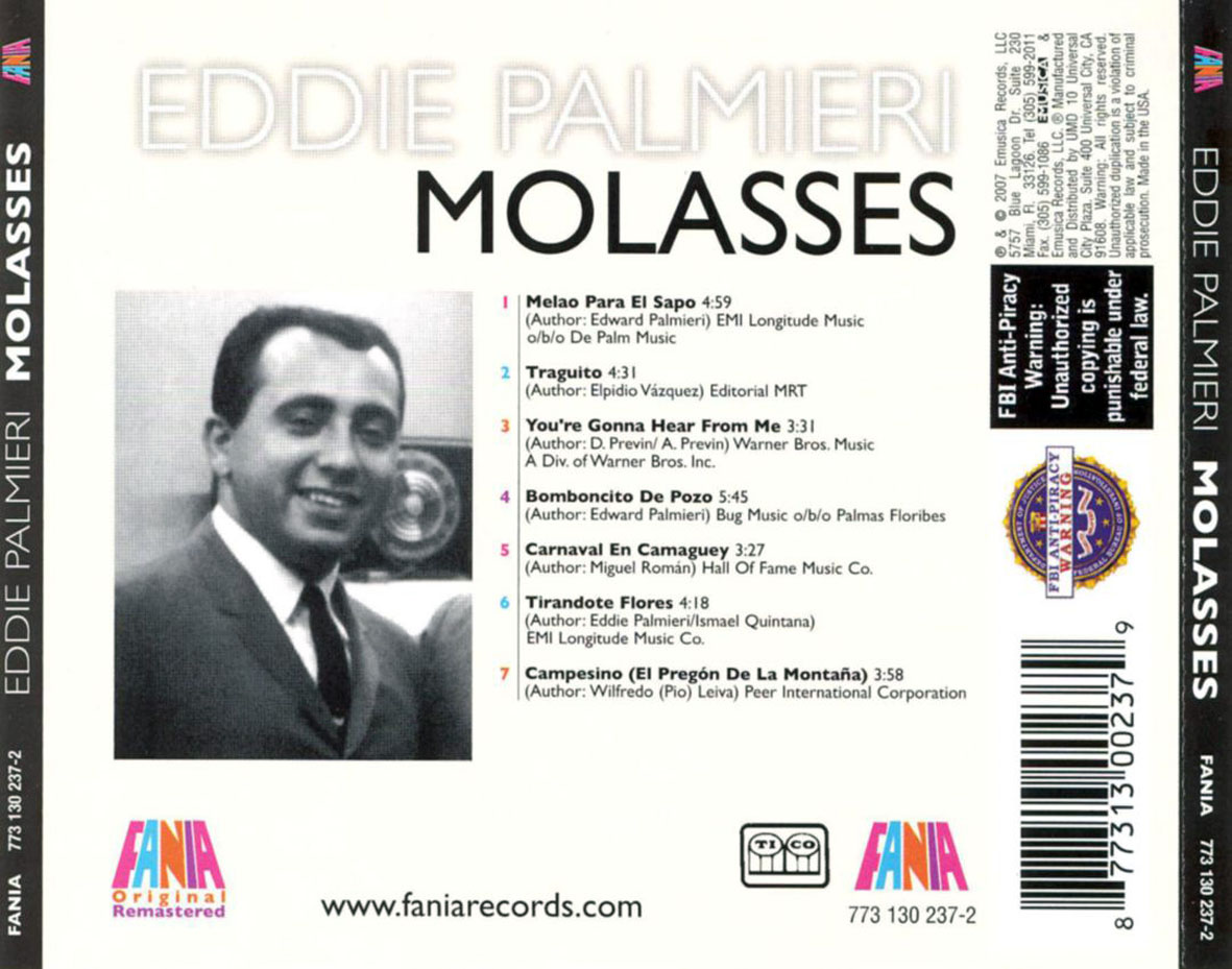 Cartula Trasera de Eddie Palmieri - Molasses