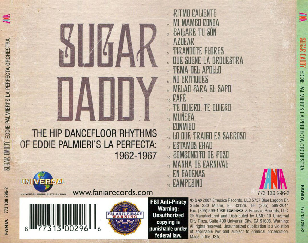 Cartula Trasera de Eddie Palmieri - Sugar Daddy
