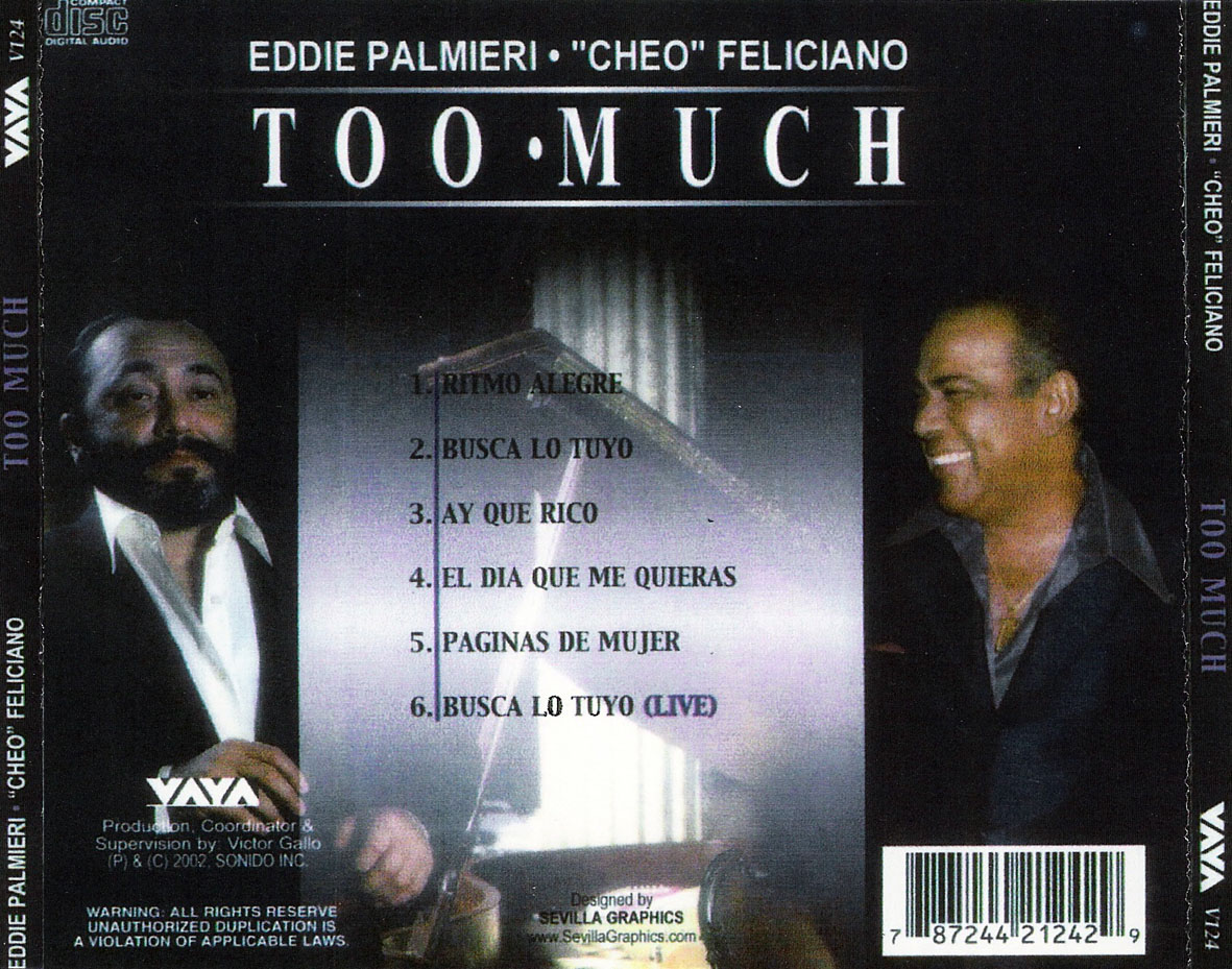 Cartula Trasera de Eddie Palmieri & Cheo Feliciano - Too Much