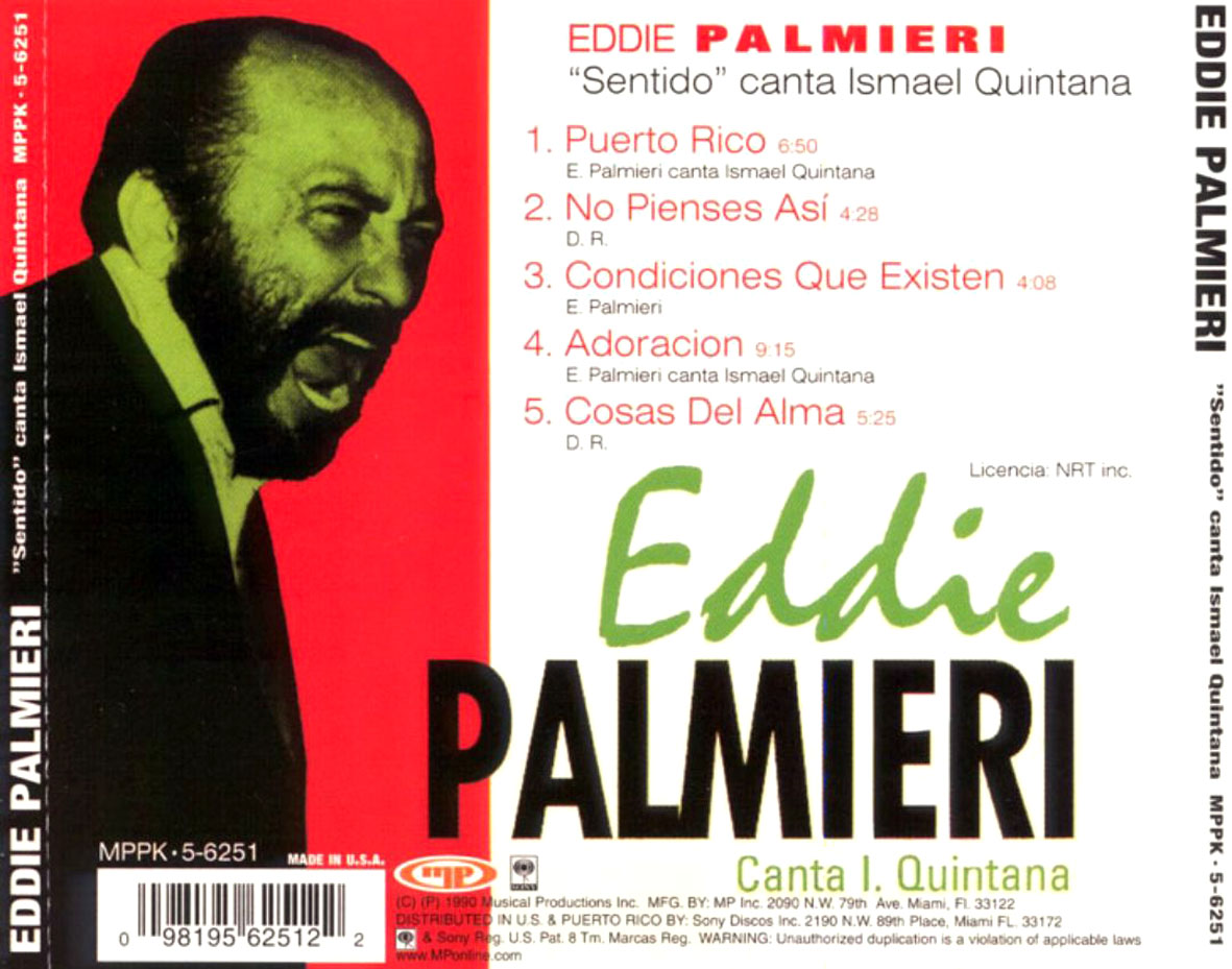 Cartula Trasera de Eddie Palmieri & Ismael Quintana - Sentido