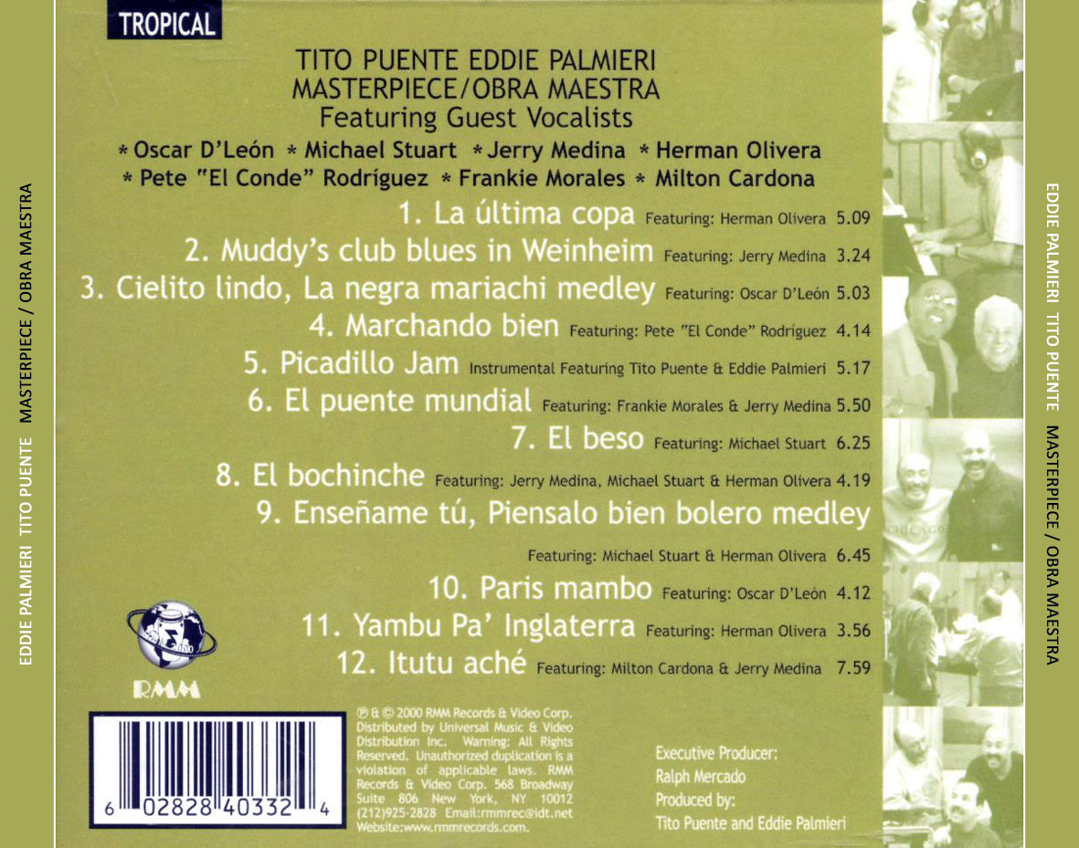 Cartula Trasera de Eddie Palmieri & Tito Puente - Masterpiece Obra Maestra