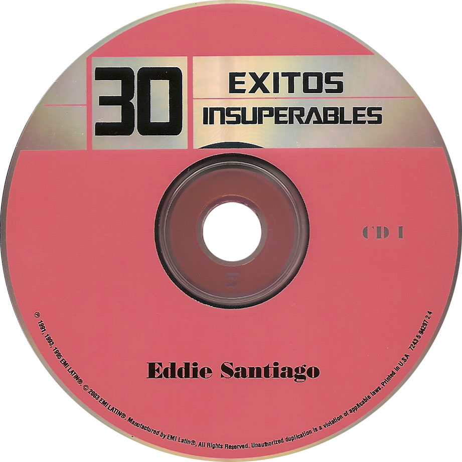 Cartula Cd de Eddie Santiago - 30 Exitos Insuperables