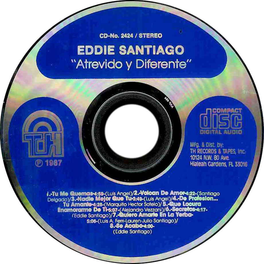 Cartula Cd de Eddie Santiago - Atrevido Y Diferente