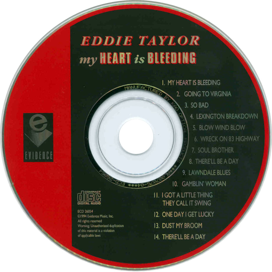 Cartula Cd de Eddie Taylor - My Heart Is Bleeding