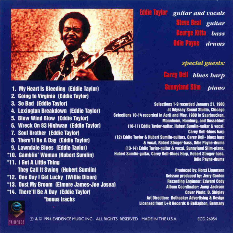 Cartula Interior Frontal de Eddie Taylor - My Heart Is Bleeding