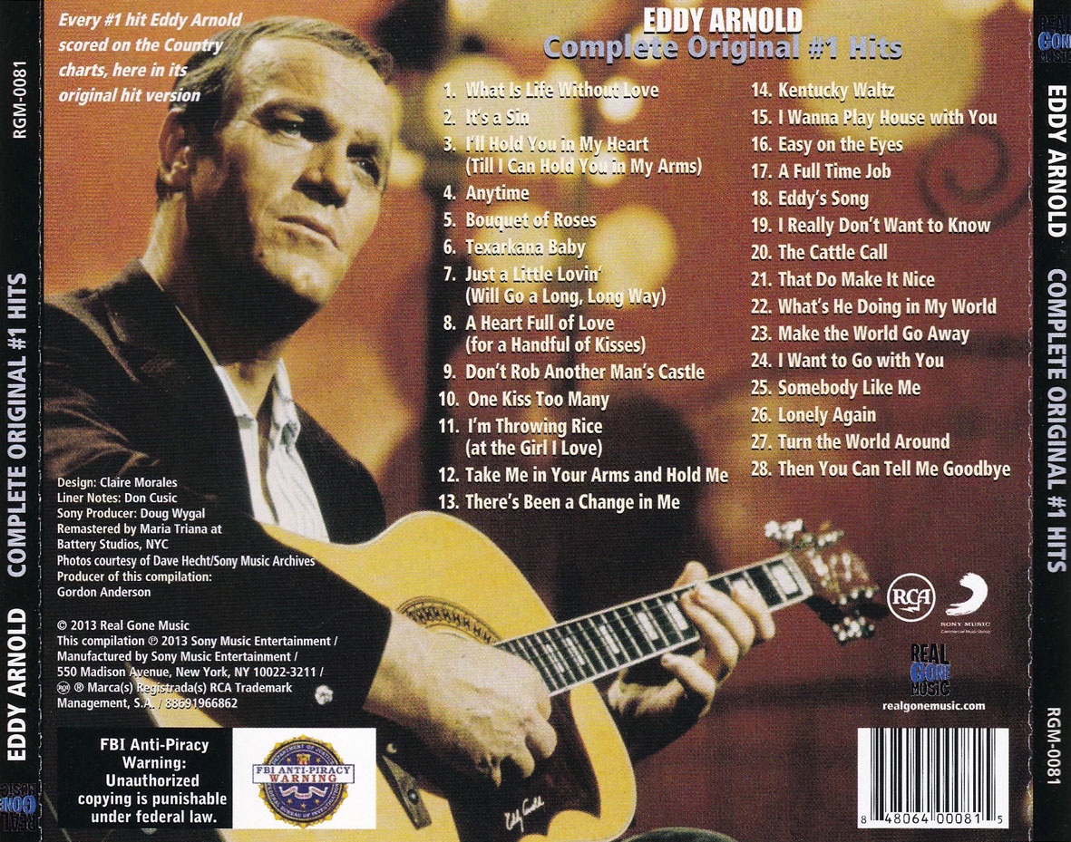Cartula Trasera de Eddy Arnold - Complete Original #1 Hits