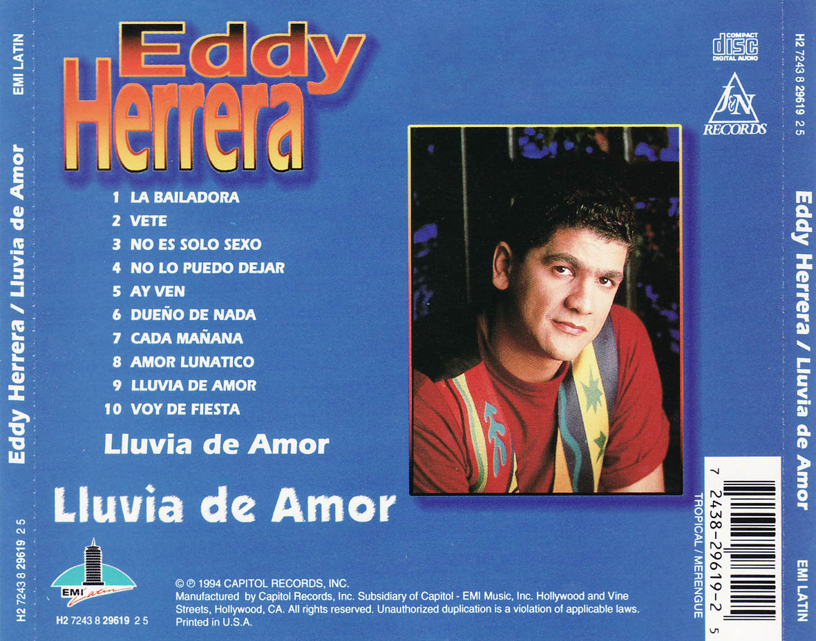 Cartula Trasera de Eddy Herrera - Lluvia De Amor
