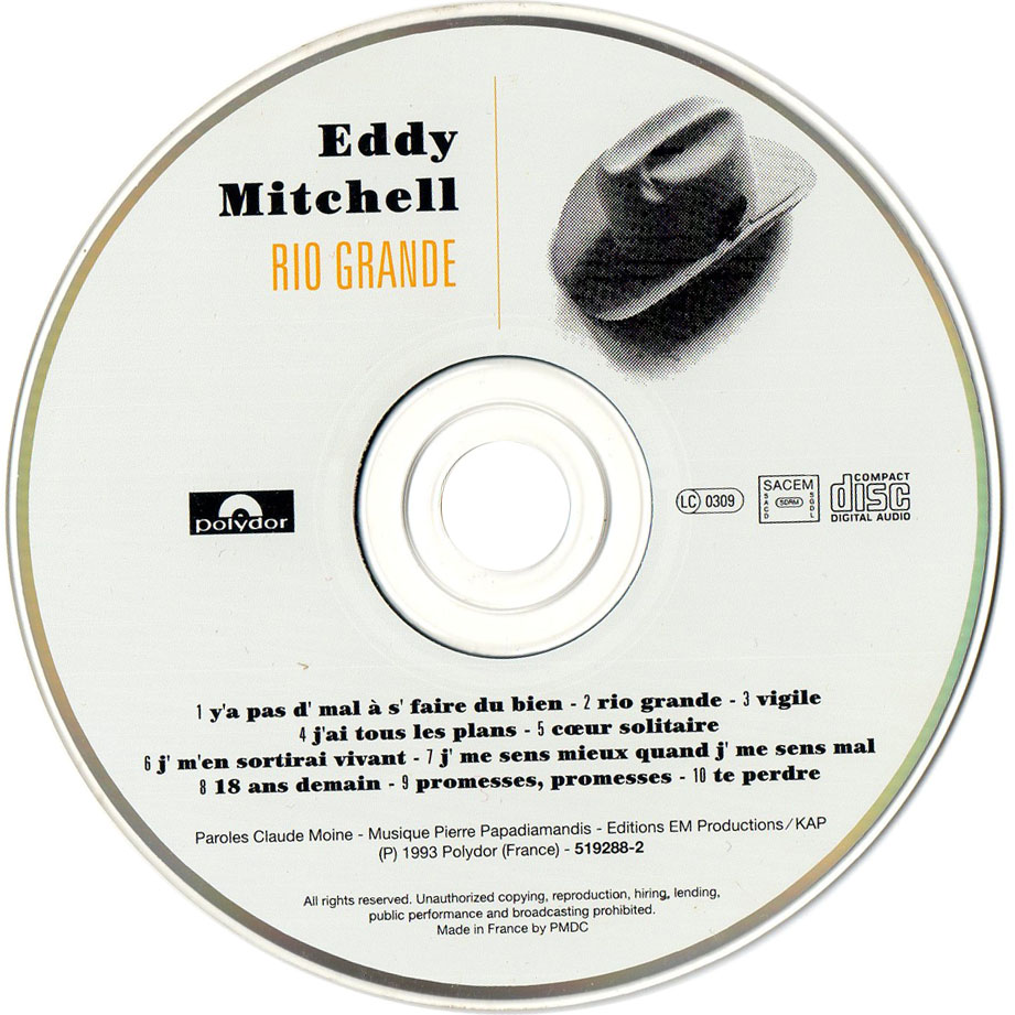 Cartula Cd de Eddy Mitchell - Rio Grande