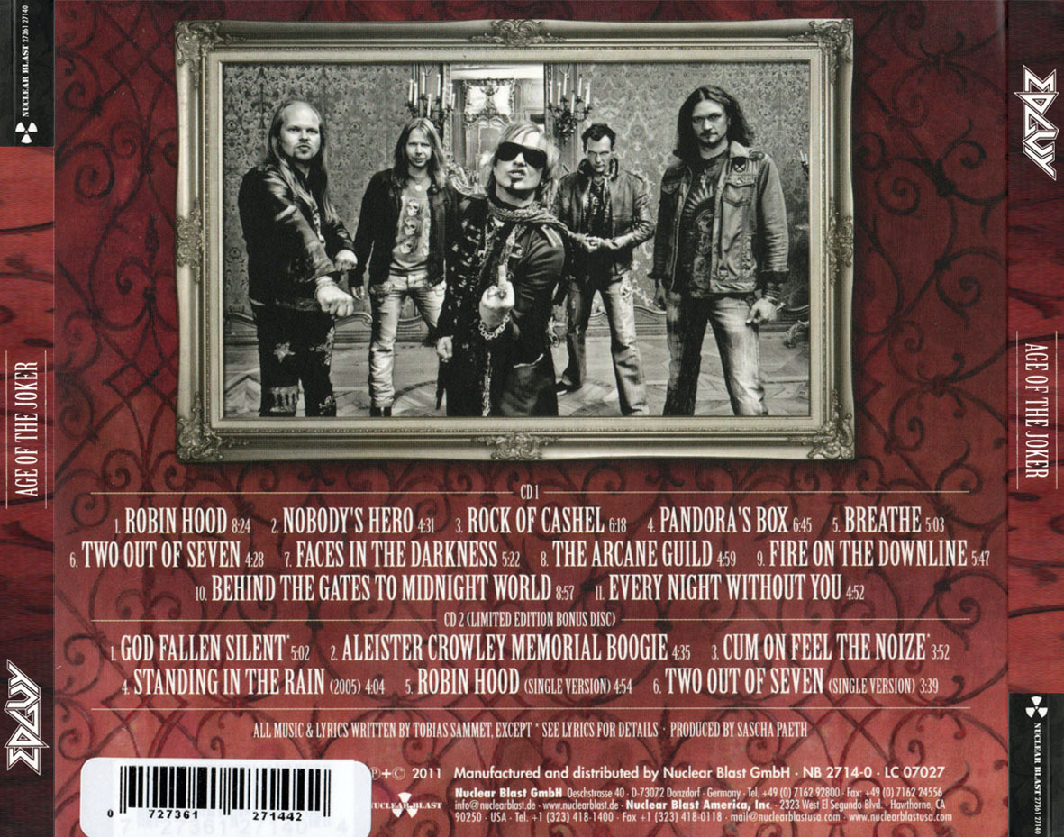 Cartula Trasera de Edguy - Age Of The Joker (Limited Edition)